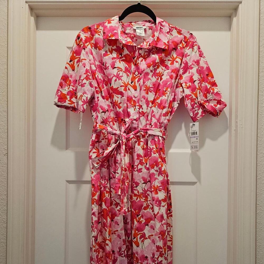 Dkny pink red floral